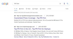 Example of Google Ads Crowding